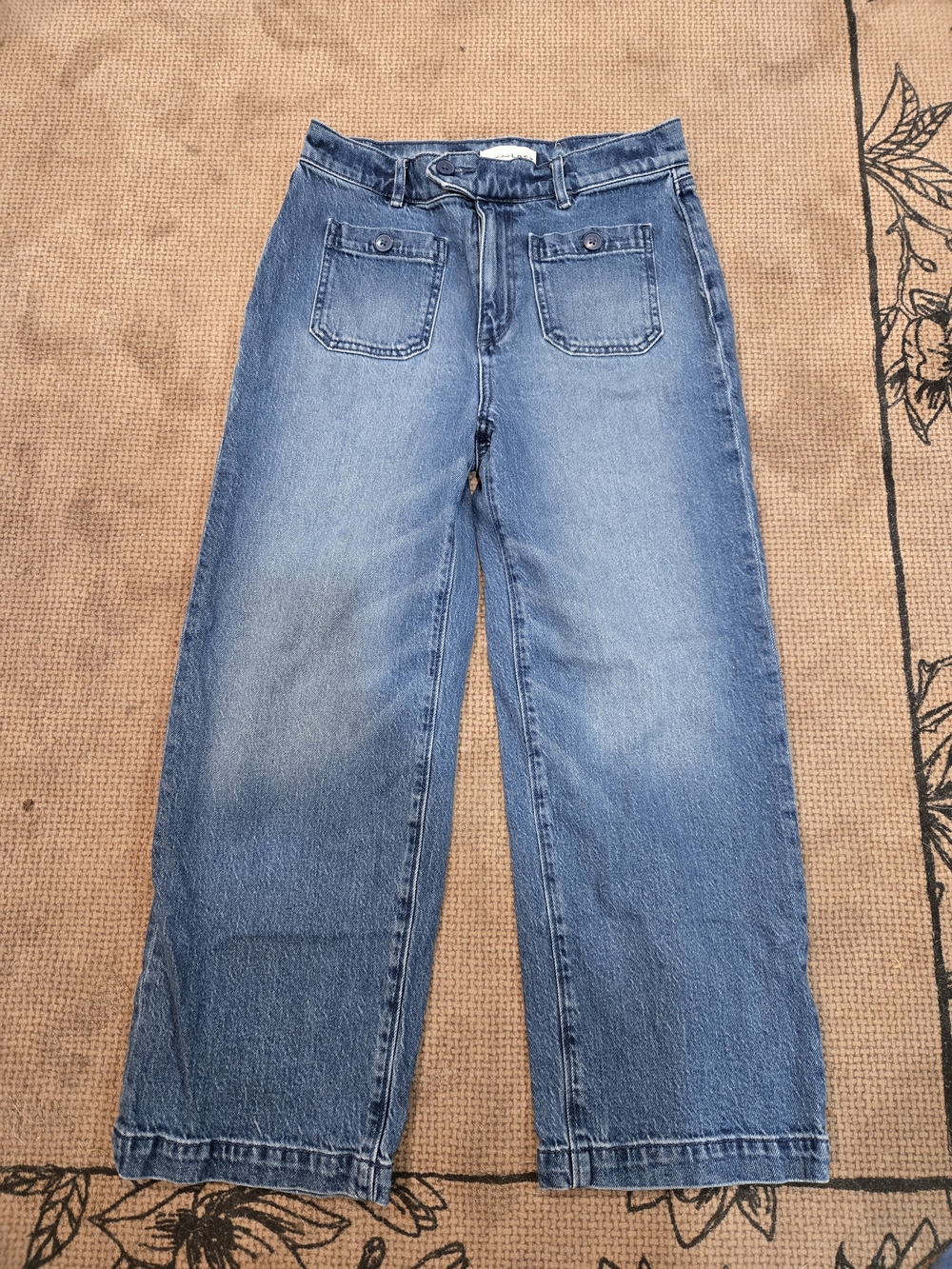LOFT Cropped Wide-Leg Jeans in Mid Blue - Picture 3 of 9